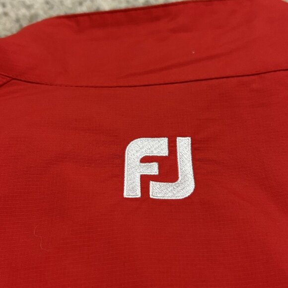 Footjoy Men's Large Short Sleeve 1/2 Zip Golf Windbreaker Jacket Red White - Picture 11 of 11